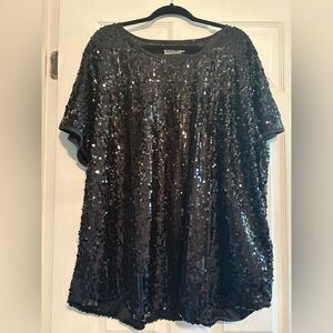 Black Sequin Top - 4X - Anna Kaci